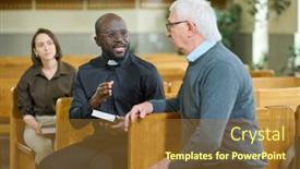  Presentation with african american church - Presentation theme with african-american-priest-in-black background and a tawny brown colored foreground