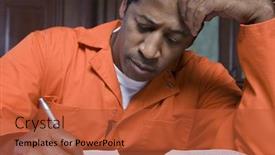  Presentation with crime - Audience pleasing presentation theme consisting of african american prisoner confessing crime backdrop and a red colored foreground