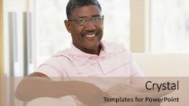  Presentation with newspaper - Audience pleasing slide set consisting of african american reading - man relaxing with a newspaper backdrop and a coral colored foreground