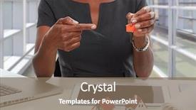  Presentation with realtor - Slide deck with african-american realtor woman with key background and a violet colored foreground