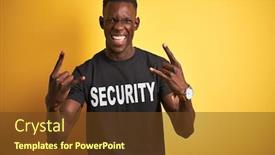  Presentation with african music - Colorful PPT layouts enhanced with african-american-safeguard-man-wearing backdrop and a tawny brown colored foreground