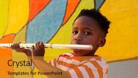  Presentation with flute - Presentation consisting of african american schoolboy playing flute background and a gold colored foreground