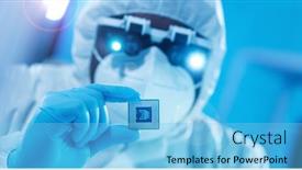  Presentation with research development - Slides with african-american-scientist-works background and a light blue colored foreground