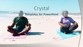  Presentation with exercise mat - Slides featuring african-american-senior-couple-meditating background and a sky blue colored foreground