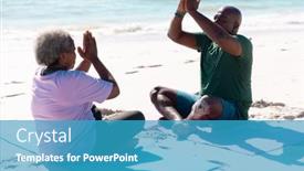  Presentation with cross love - Presentation theme consisting of african-american-senior-couple-meditating background and a teal colored foreground