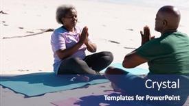  Presentation with cross love - Slides enhanced with african-american-senior-couple-meditating background and a ocean colored foreground