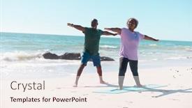  Presentation with warrior - Theme with african-american-senior-couple-practicing background and a  colored foreground