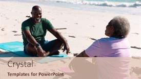  Presentation with happy retirement - Slide set featuring african-american-senior-couple-talking background and a lemonade colored foreground