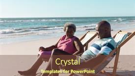  Presentation with retirement - PPT theme having african-american-senior-couple-talking background and a tawny brown colored foreground