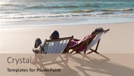  Presentation with retirement - Slide set having african-american-senior-couple-talking background and a coral colored foreground