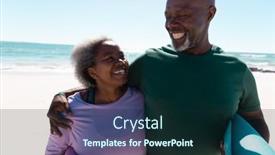  Presentation with happy retirement - PPT theme having african-american-senior-couple background and a wine colored foreground