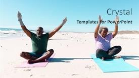  Presentation with active lifestyle - Presentation theme having african-american-senior-couple background and a arctic colored foreground