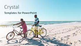  Presentation with space travel - Slides enhanced with african-american-senior-couple background and a sky blue colored foreground