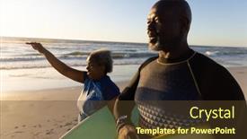  Presentation with african sunset - Slide deck consisting of african-american-senior-couple background and a tawny brown colored foreground