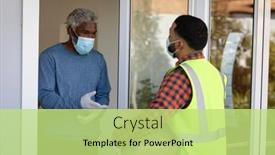  Presentation with rubber gloves - Presentation theme featuring african-american-senior-man-receiving background and a yellow colored foreground