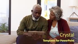  Presentation with assisted living - Slide set consisting of african-american-senior-man-using background and a tawny brown colored foreground