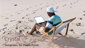  Presentation with retirement - Presentation theme enhanced with african-american-senior-man-wearing background and a coral colored foreground