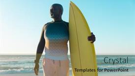  Presentation with african sunset - PPT theme consisting of african-american-senior-man background and a gold colored foreground