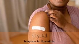  Presentation with vaccination - Presentation featuring african-american-senior-woman-showing and a red colored foreground