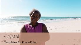  Presentation with tranquil - Presentation theme consisting of african-american-senior-woman background and a coral colored foreground