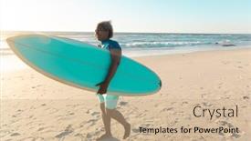  Presentation with african sunset - Presentation theme with african-american-senior-woman background and a coral colored foreground