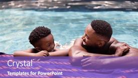  Presentation with togetherness - Slide deck featuring african-american-shirtless-father background and a light blue colored foreground