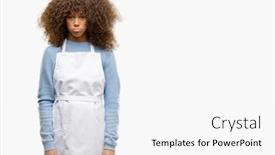  Presentation with overworked - Audience pleasing presentation theme consisting of african american shop owner woman wearing an apron with sleepy expression being overworked and tired backdrop and a white colored foreground