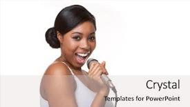  Presentation with black woman - Slide deck consisting of african american singer - black woman singing karaoke background and a light gray colored foreground