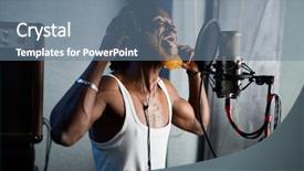  Presentation with professional sound recording - Audience pleasing PPT theme consisting of african american singer - recording songs backdrop and a  colored foreground
