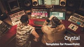  Presentation with singer - Amazing PPT theme having african american singer - sound engineer and musician recording backdrop and a tawny brown colored foreground