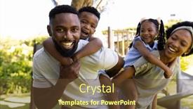  Presentation with togetherness - Presentation theme enhanced with african-american-smiling-parents-piggybacking background and a tawny brown colored foreground