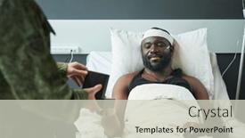  Presentation with medal - PPT layouts featuring african-american-soldier-with-injured background and a soft green colored foreground