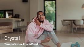  Presentation with african american business - PPT theme featuring african-american-sport-man background and a gray colored foreground