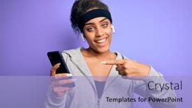  Presentation with african music - Slide deck having african-american-sporty-woman-doing background and a light blue colored foreground