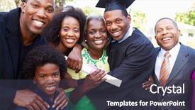  Presentation with african american - Beautiful PPT theme featuring african american student celebrates graduation backdrop and a dark gray colored foreground
