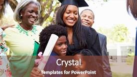  Presentation with graduation - PPT theme having african american student celebrates graduation background and a tawny brown colored foreground