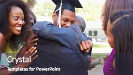  Presentation with graduation - Presentation theme consisting of african american student celebrates graduation background and a dark gray colored foreground