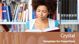  Presentation with american university - Presentation with african american student girl reading background and a coral colored foreground
