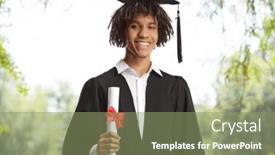  Presentation with diploma - Presentation theme with african-american-student-wearing background and a seafoam green colored foreground