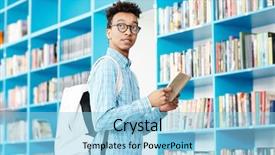  Presentation with african american high school - Slides consisting of african-american student with book background and a light blue colored foreground