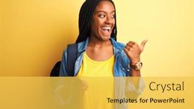  Presentation with student - Slide set consisting of african-american-student-woman-using background and a yellow colored foreground