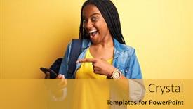  Presentation with student - Theme having african-american-student-woman-using background and a yellow colored foreground