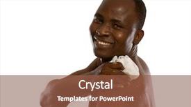  Presentation with african american talent show - Colorful presentation theme enhanced with african-american taking a shower backdrop and a tawny brown colored foreground