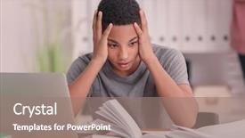  Presentation with african american adults in classroom - Slides with african american teenage boy doing background and a coral colored foreground