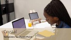  Presentation with homework - Slide deck with african-american-teenager-girl-doing background and a lemonade colored foreground