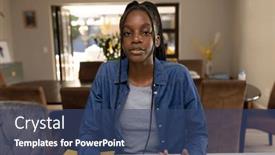  Presentation with lifestyle - Presentation theme enhanced with african-american-teenager-girl-sitting background and a ocean colored foreground