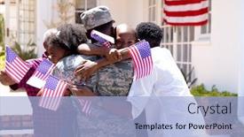  Presentation with generation - Theme consisting of african-american-three-generation-family background and a light blue colored foreground