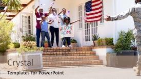  Presentation with generation - Audience pleasing presentation theme consisting of african-american-three-generation-family backdrop and a coral colored foreground