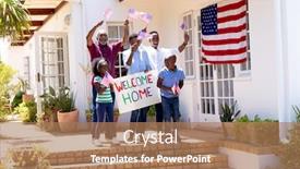  Presentation with generation - Beautiful presentation design featuring african-american-three-generation-family backdrop and a coral colored foreground