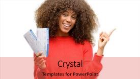  Presentation with african american church - PPT theme featuring african american tourist woman holding background and a red colored foreground